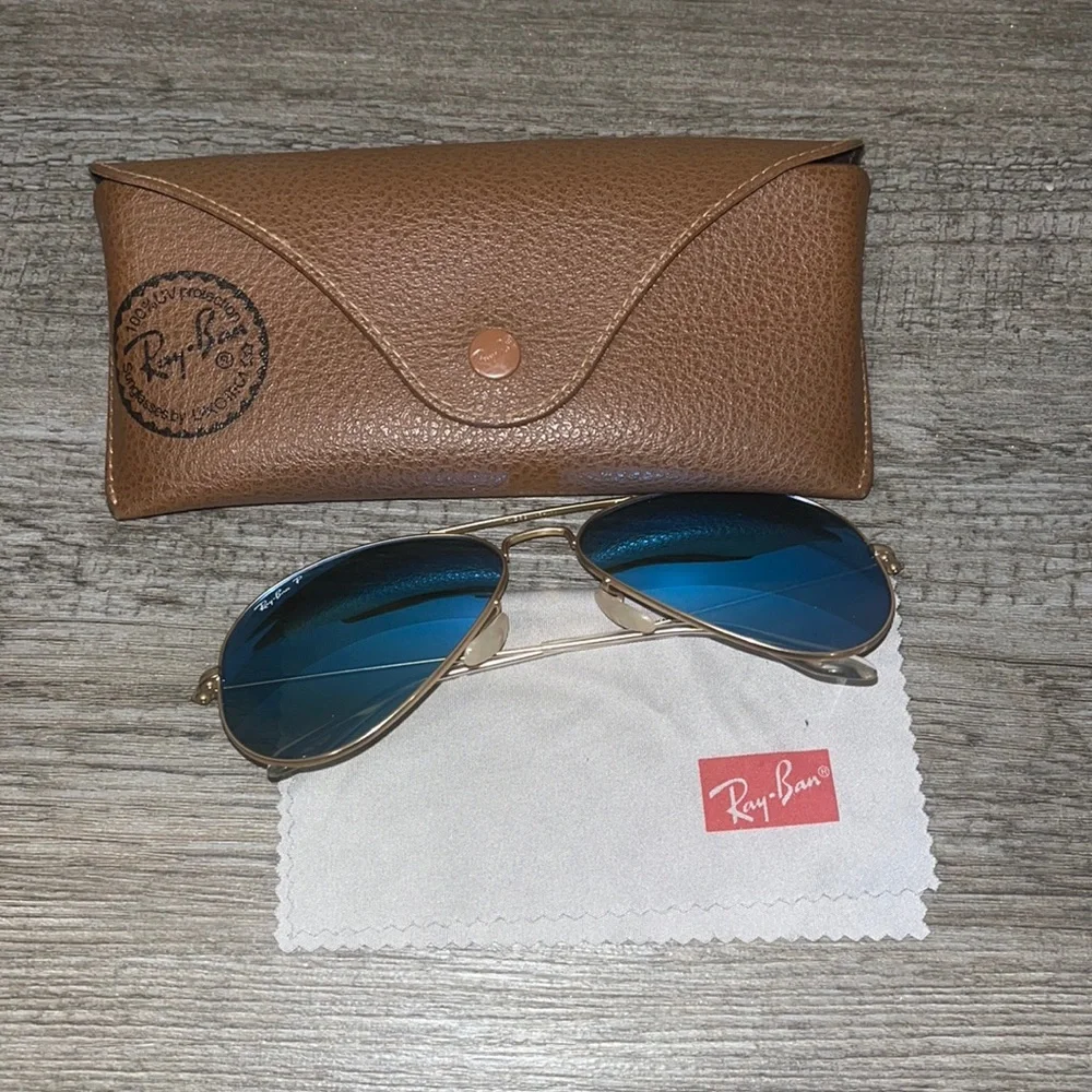 Rayban aviator sunglasses blue gold polarized beautiful stunning unisex